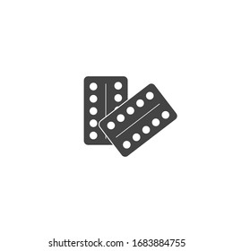 Pastillas vectoriales en blíster sobre fondo blanco aislado. 