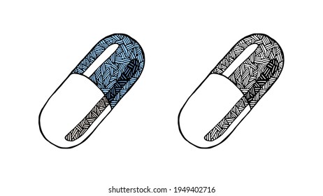 Vector pills on white background