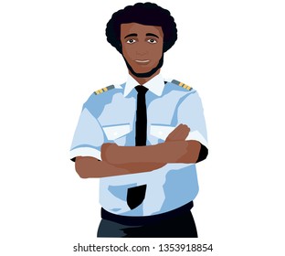 Vector Pilot Animated African American pilot.