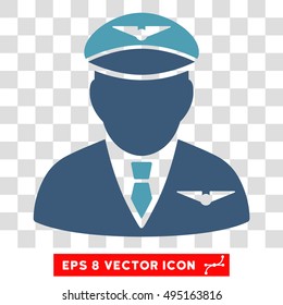 Vector Pilot EPS vector icon. Illustration style is flat iconic bicolor cyan and blue symbol on a transparent background.