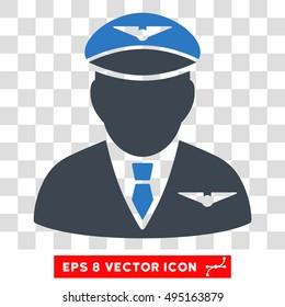 Vector Pilot EPS vector icon. Illustration style is flat iconic bicolor smooth blue symbol on a transparent background.