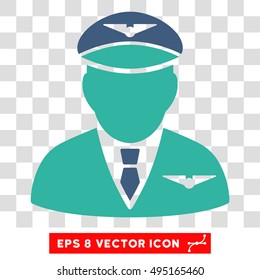 Vector Pilot EPS vector icon. Illustration style is flat iconic bicolor cobalt and cyan symbol on a transparent background.