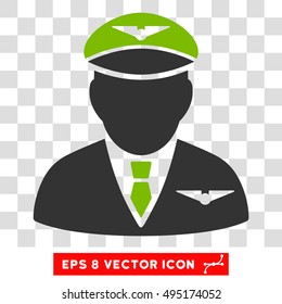 Vector Pilot EPS vector icon. Illustration style is flat iconic bicolor eco green and gray symbol on a transparent background.