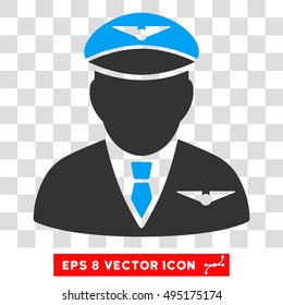 Vector Pilot EPS vector pictogram. Illustration style is flat iconic bicolor blue and gray symbol on a transparent background.