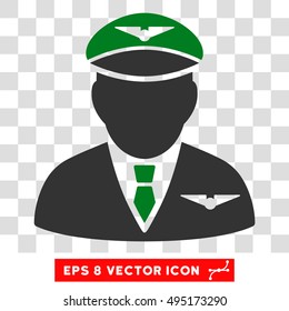 Vector Pilot EPS vector pictograph. Illustration style is flat iconic bicolor green and gray symbol on a transparent background.