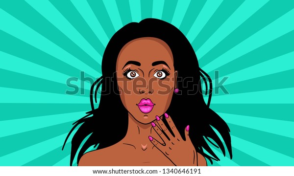Vector Pin African American Girl Straight People Stock Image