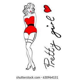 Vector pin up girl image isolated