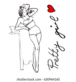 Vector pin up girl image isolated