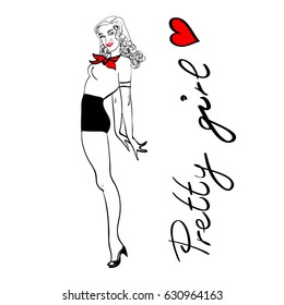 Vector pin up girl image isolated