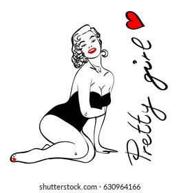 Vector pin up girl image isolated
