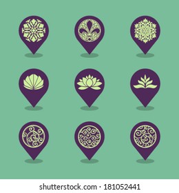 Vector Pin Iconset - Ornaments 