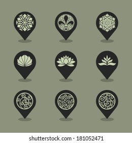 Vector Pin Iconset - Ornaments 