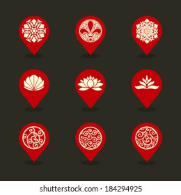 Vector Pin Iconset - Ornaments 