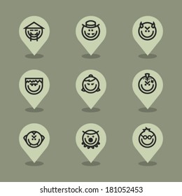 Vector Pin Iconset - Smileys 