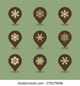Vector Pin Iconset - Snowflakes