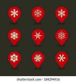 Vector Pin Iconset - Snowflakes 