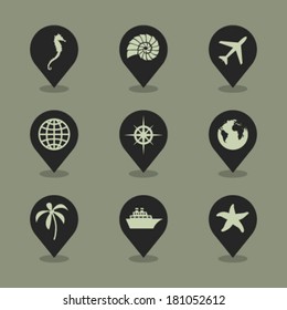 Vector Pin Iconset - Travel 