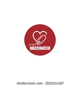 vector pin, I've been vaccinated. Corona virus vaccine campaign pin design. combination liver and vaccine needle