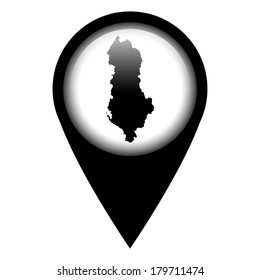 Vector pin with the map in - Albania