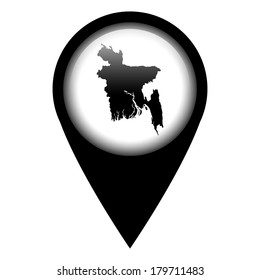 Vector pin with the map in - Bangladesh
