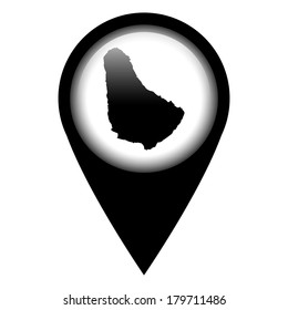 Vector pin with the map in - Barbados