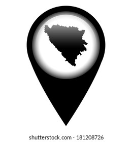Vector pin with the map in - Bosnia & Herzegovina