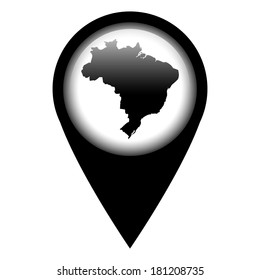 Vector pin with the map in - Brazil