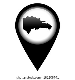 Vector pin with the map in - Dominican Republic