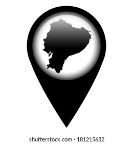 Vector pin with the map in - Ecuador