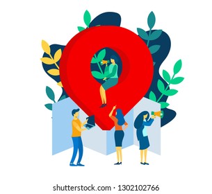 Vector pin  map illustration, flat style, gps system, cartography display, location on the city map, navigation in the smartphone and tablet