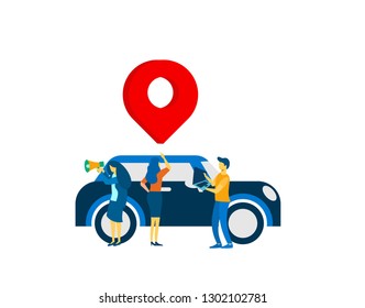 Vector pin  map illustration, flat style, gps system, cartography display, location on the city map, navigation in the smartphone and tablet