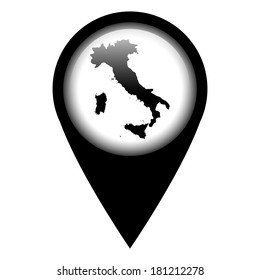 Vector pin with the map in - Italy