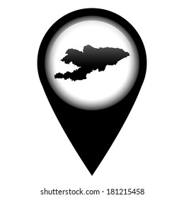 Vector pin with the map in - Kyrgyzstan