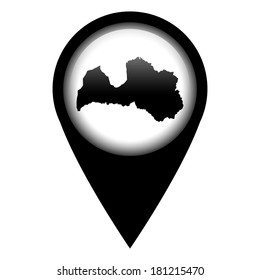Vector pin with the map in - Latvia