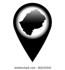 Vector pin with the map in - Lesotho