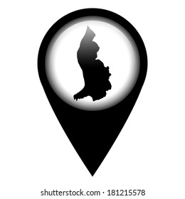 Vector pin with the map in - Liechtenstein