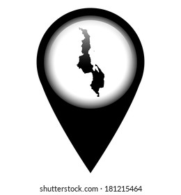 Vector pin with the map in - Malawi