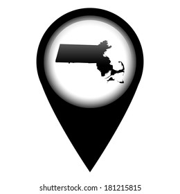 Vector pin with the map in - Massachuetts