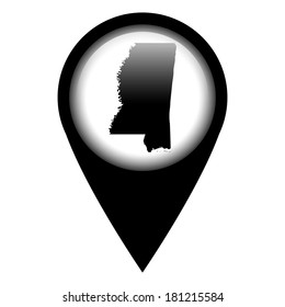 Vector pin with the map in - Mississippi