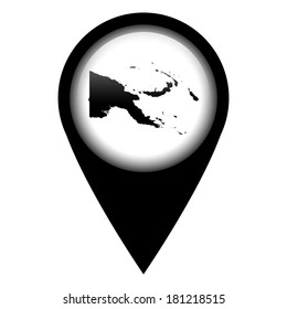 Vector pin with the map in - Papau New Guinea