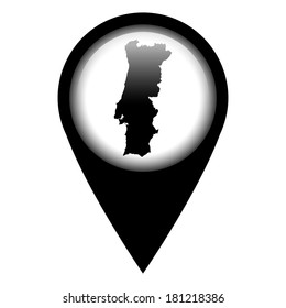 Vector pin with the map in - Portugal