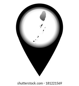 Vector pin with the map in - Saint Vincent and the Grenadines