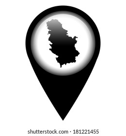 Vector pin with the map in - Serbia
