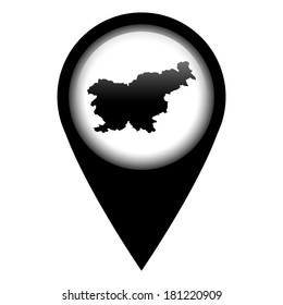 Vector pin with the map in - Slovenia