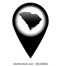 Vector pin with the map in - South Carolina