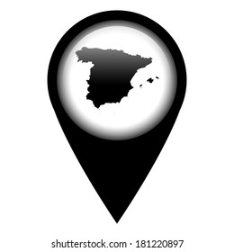 Vector pin with the map in - Spain