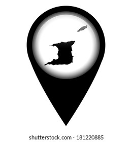 Vector pin with the map in - Trinidad and Tobago