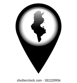 Vector pin with the map in - Tunisia