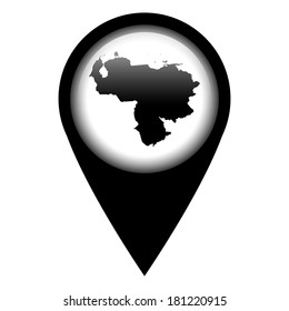 Vector pin with the map in - Venezuela