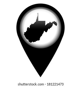Vector pin with the map in - West Virginia